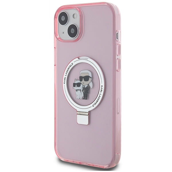 MagSafe hoes voor Apple iPhone 15 Plus, Karl Lagerfeld, Ring Stand Karl & Choupette, Roze