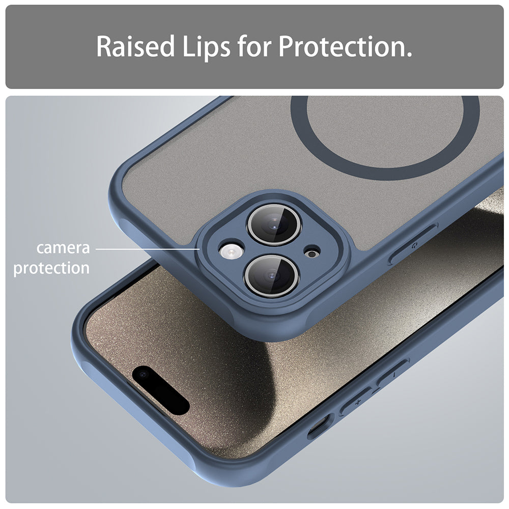 Coque MagSafe pour Apple iPhone 15 Plus, Techsuit, HaloFrost II, Bleu marine