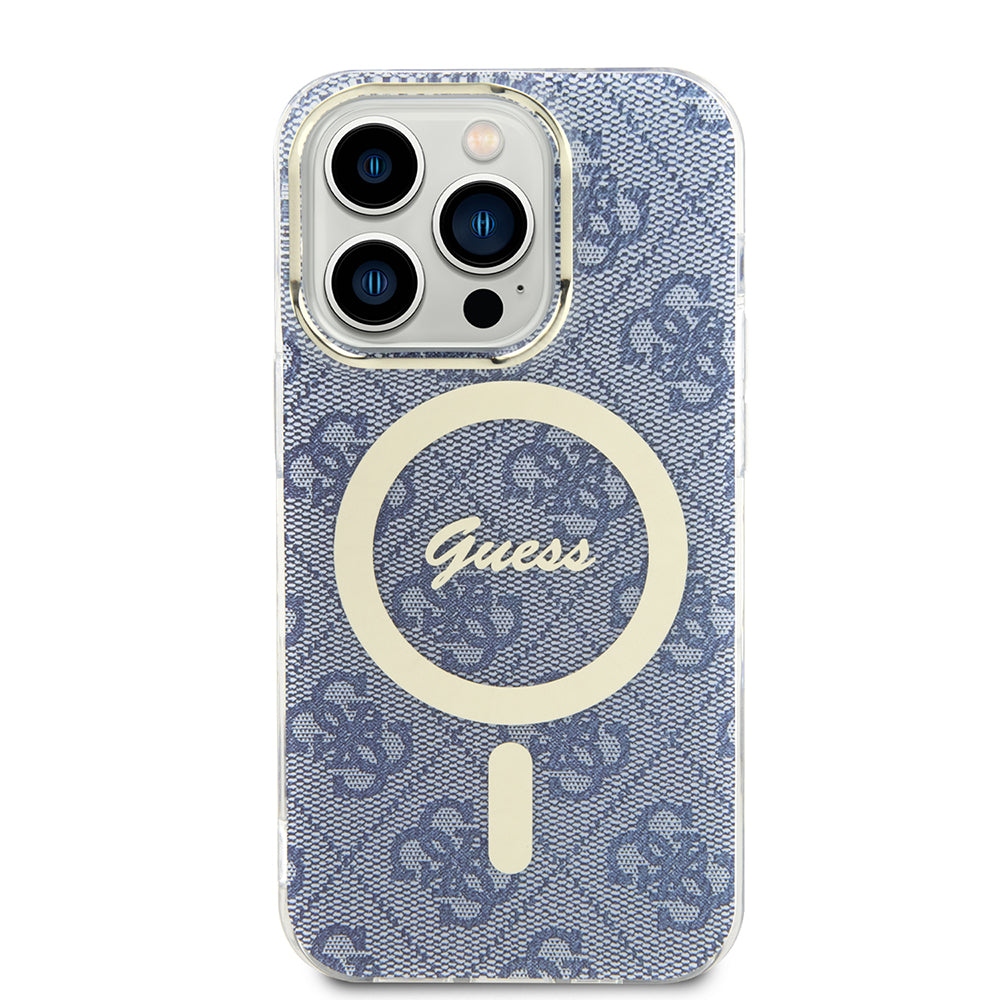 Étui MagSafe pour Apple iPhone 15 Pro, Guess, IML 4G, Bleu