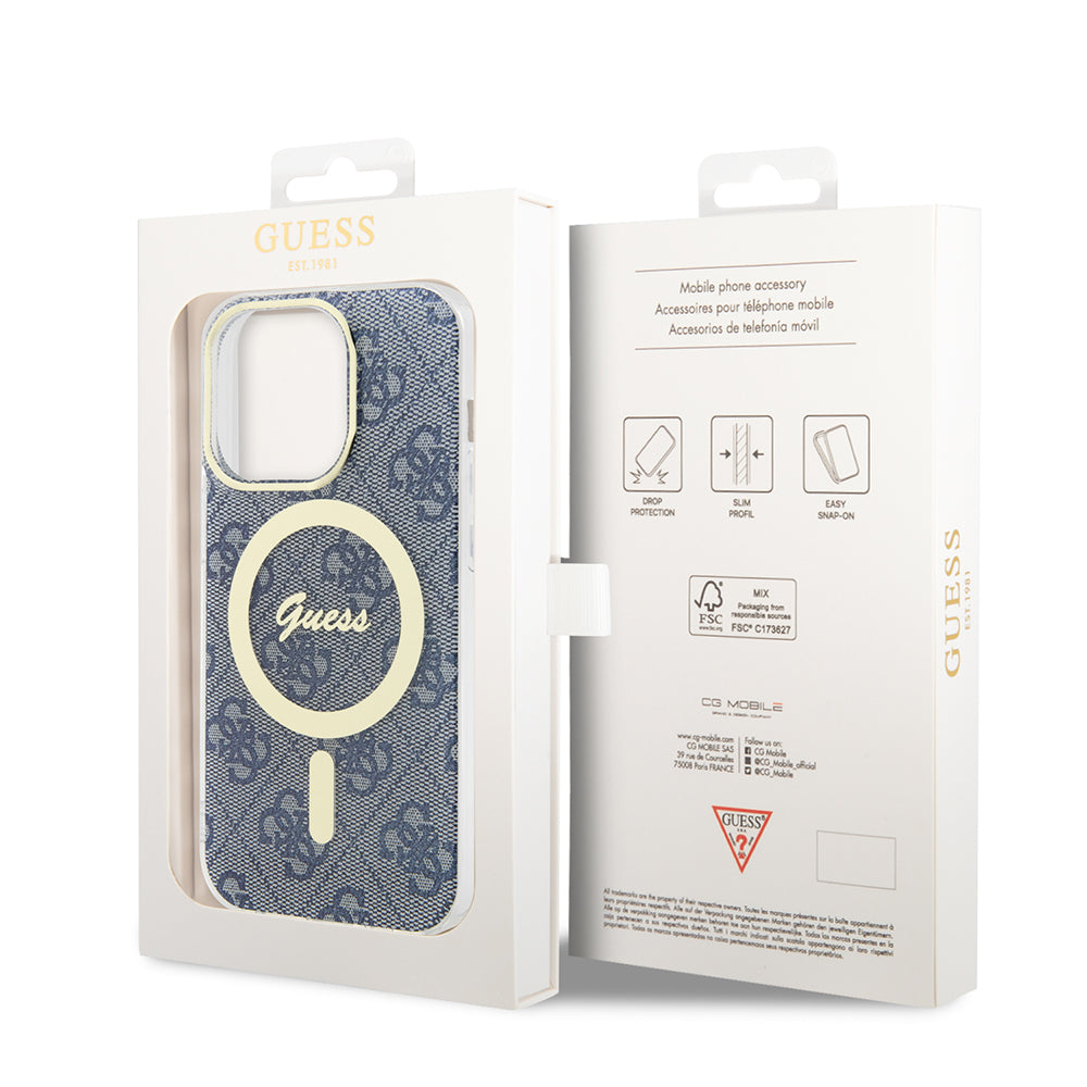 Étui MagSafe pour Apple iPhone 15 Pro, Guess, IML 4G, Bleu