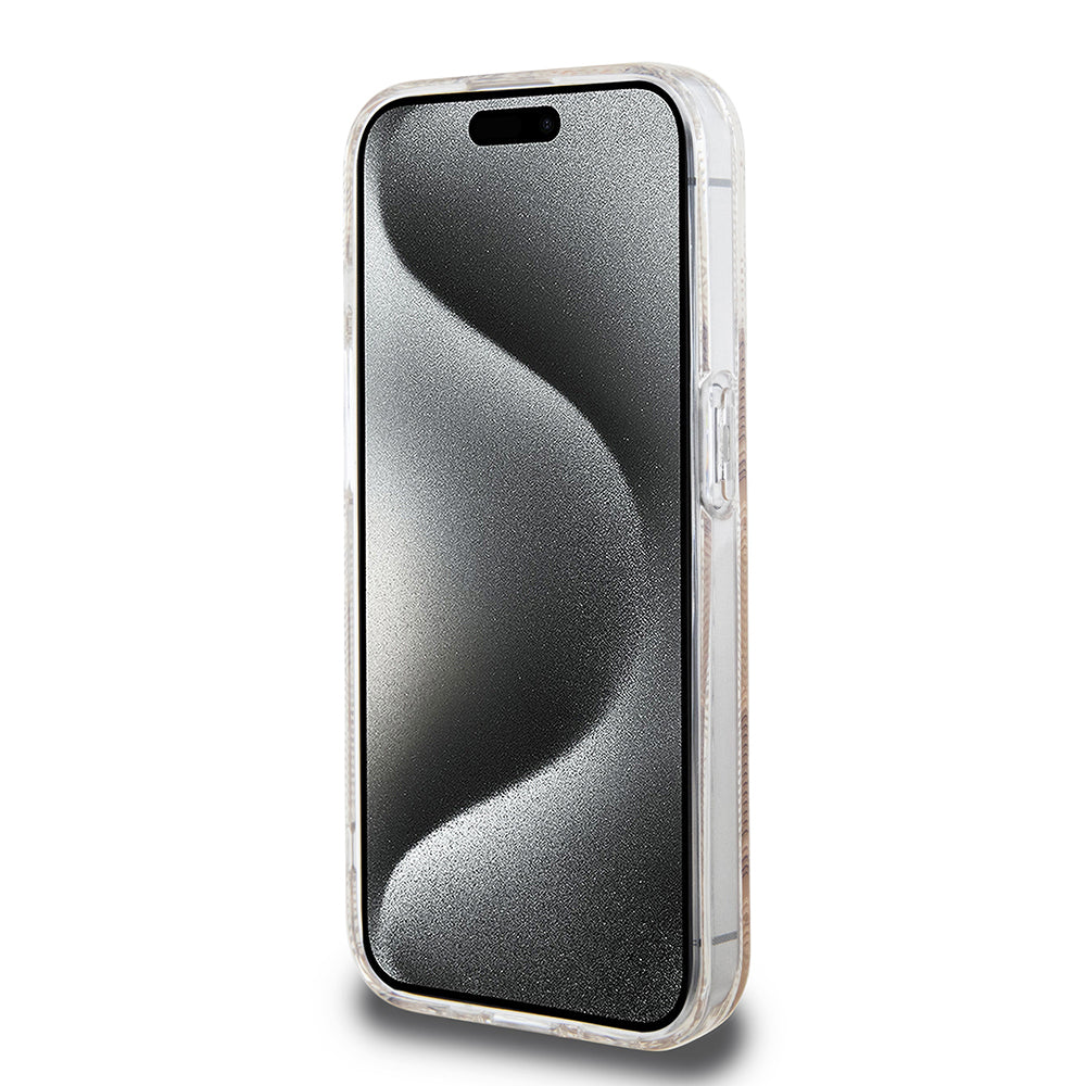MagSafe Hülle für Apple iPhone 15 Pro, Guess, IML Gcube, Braun
