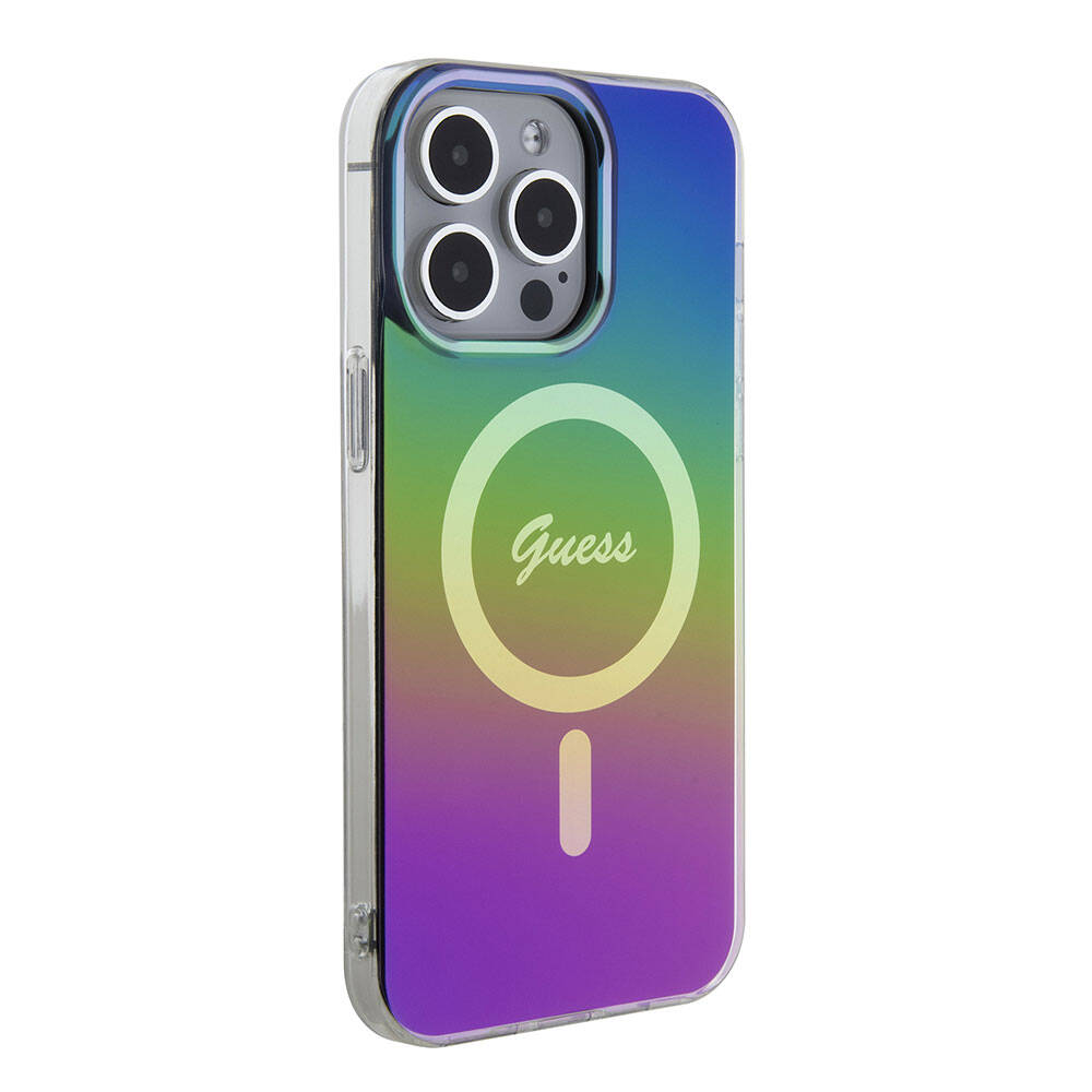 Coque MagSafe pour Apple iPhone 15 Pro, Guess, IML Iridescent, Multicolore