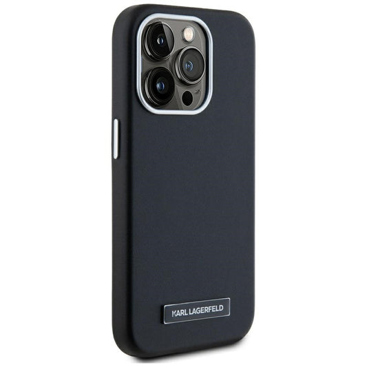 Étui MagSafe pour Apple iPhone 15 Pro, Karl Lagerfeld, Plaque Métallique FW, Noir