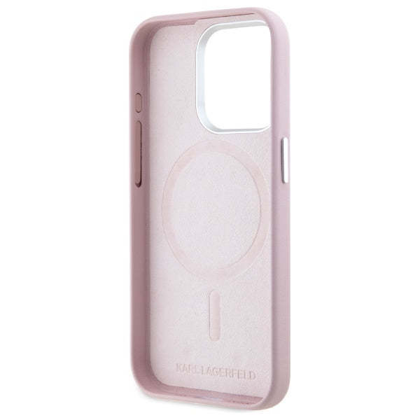 MagSafe Case for Apple iPhone 15 Pro, Karl Lagerfeld, FW Metal Plate, Pink