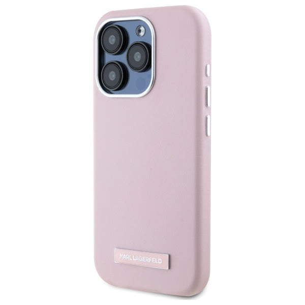 MagSafe Case for Apple iPhone 15 Pro, Karl Lagerfeld, FW Metal Plate, Pink