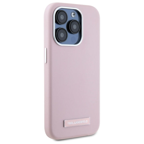 MagSafe Case for Apple iPhone 15 Pro, Karl Lagerfeld, FW Metal Plate, Pink