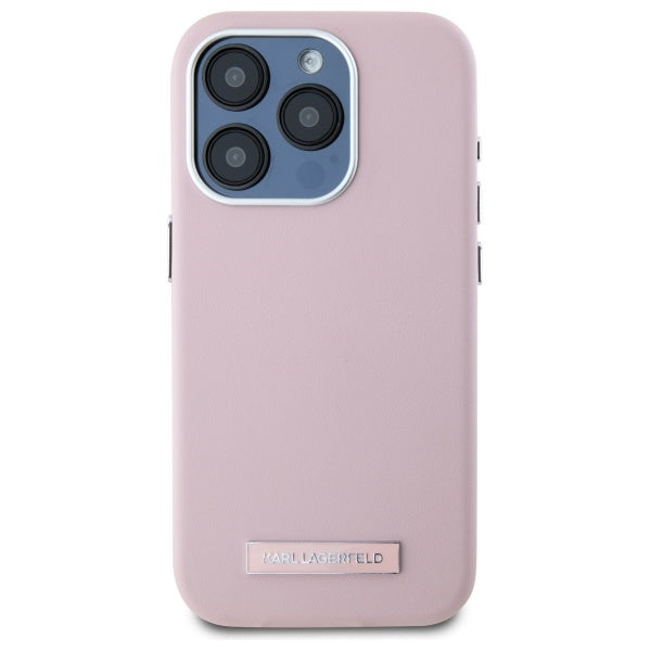 MagSafe Case for Apple iPhone 15 Pro, Karl Lagerfeld, FW Metal Plate, Pink