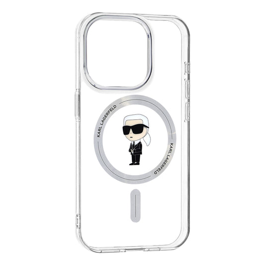 MagSafe Case for Apple iPhone 15 Pro, Karl Lagerfeld, IML Ikonik Karl, Transparent