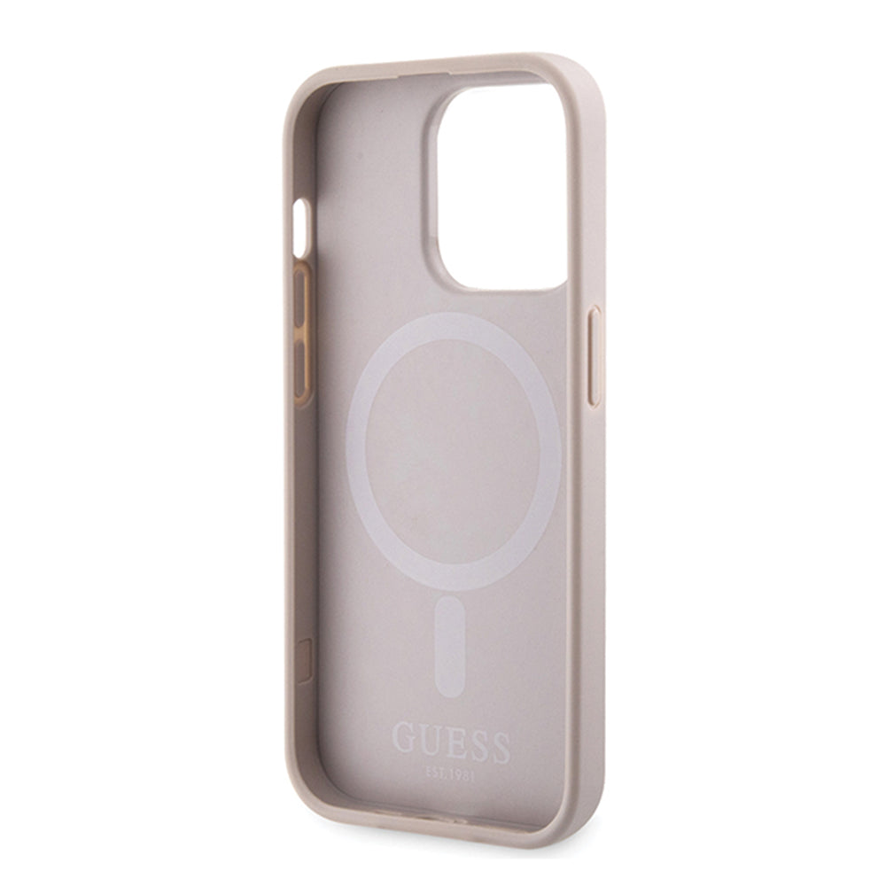 Coque MagSafe pour Apple iPhone 15 Pro Max, Guess, 4G Printed Stripes, Rose