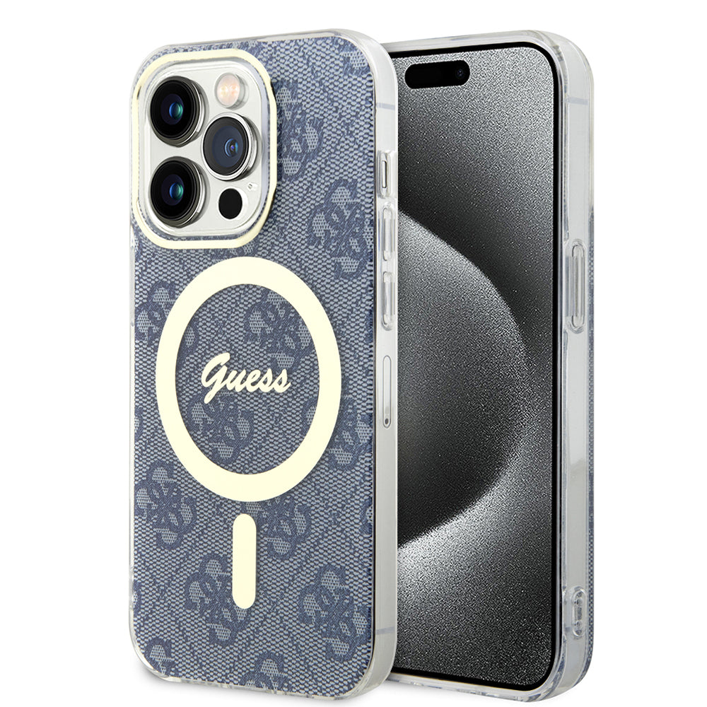Étui MagSafe pour Apple iPhone 15 Pro Max, Guess, IML 4G, Bleu