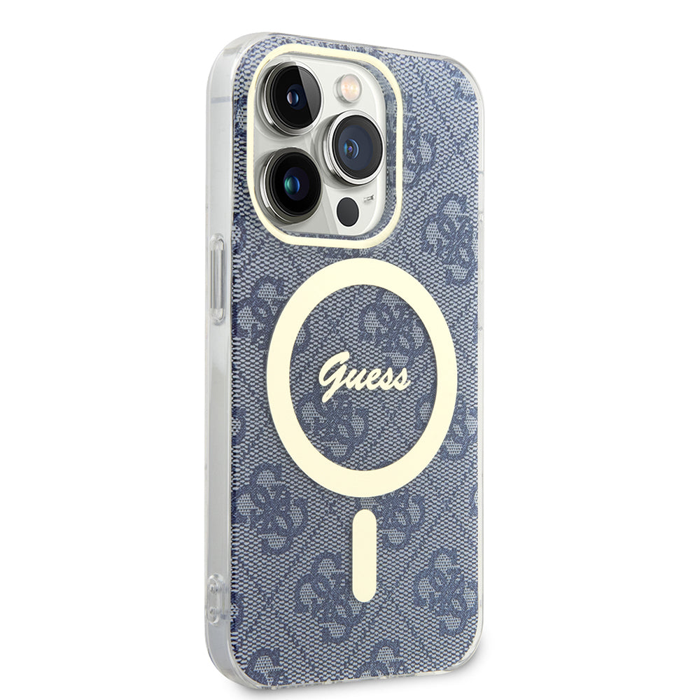 Étui MagSafe pour Apple iPhone 15 Pro Max, Guess, IML 4G, Bleu