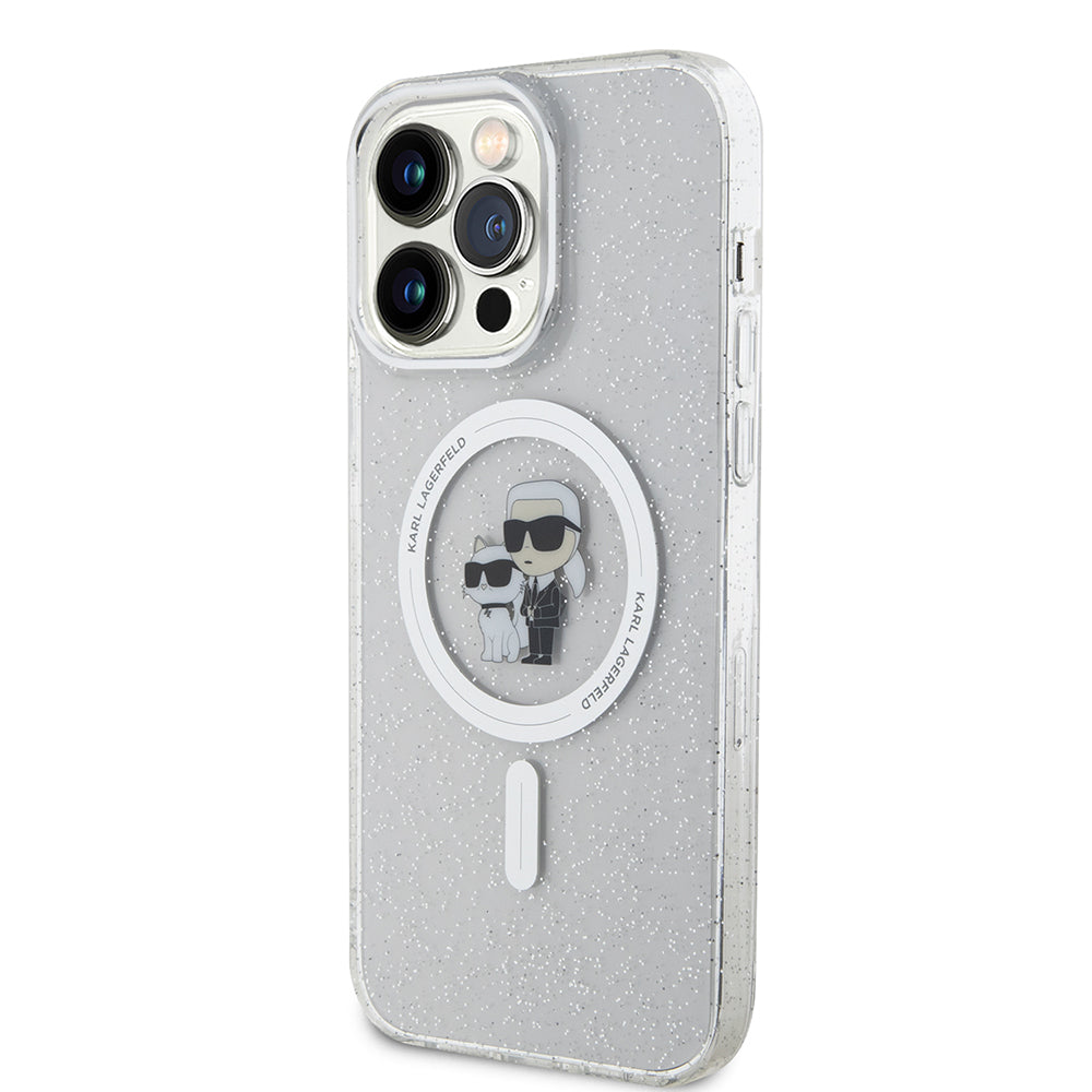 MagSafe hoes voor Apple iPhone 15 Pro Max, Karl Lagerfeld, Glitter, Transparant