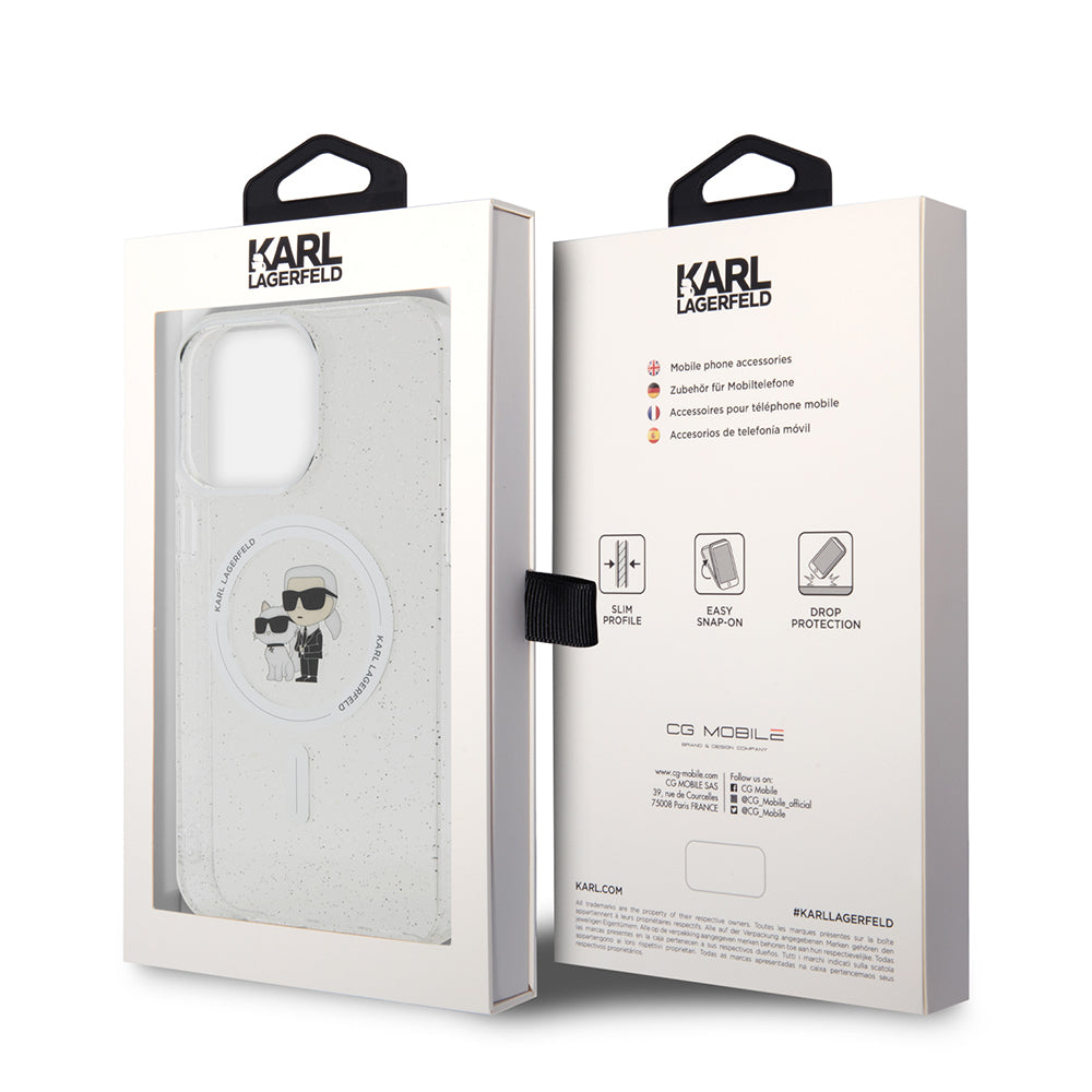 MagSafe hoes voor Apple iPhone 15 Pro Max, Karl Lagerfeld, Glitter, Transparant