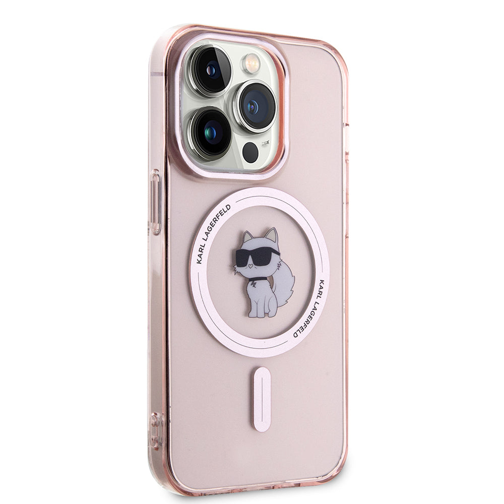MagSafe Case for Apple iPhone 15 Pro Max, Karl Lagerfeld, IML Choupette, Pink
