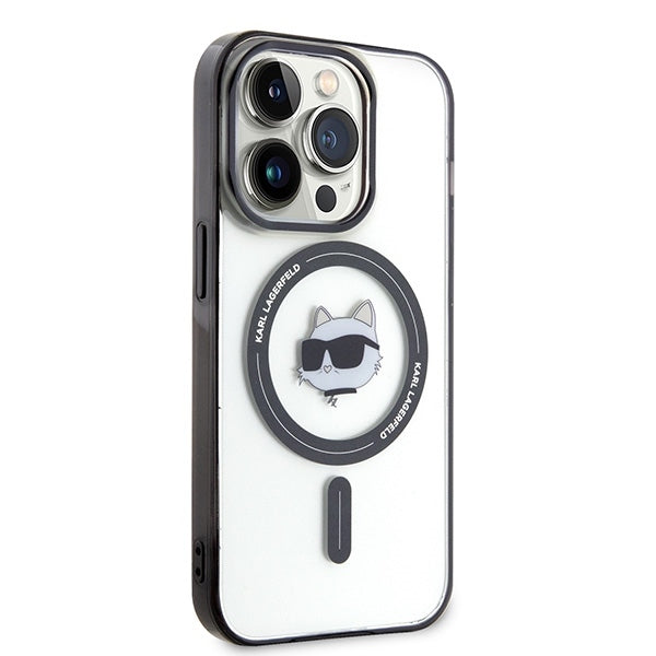 Coque MagSafe pour Apple iPhone 15 Pro Max, Karl Lagerfeld, IML Choupette's Head, Transparente