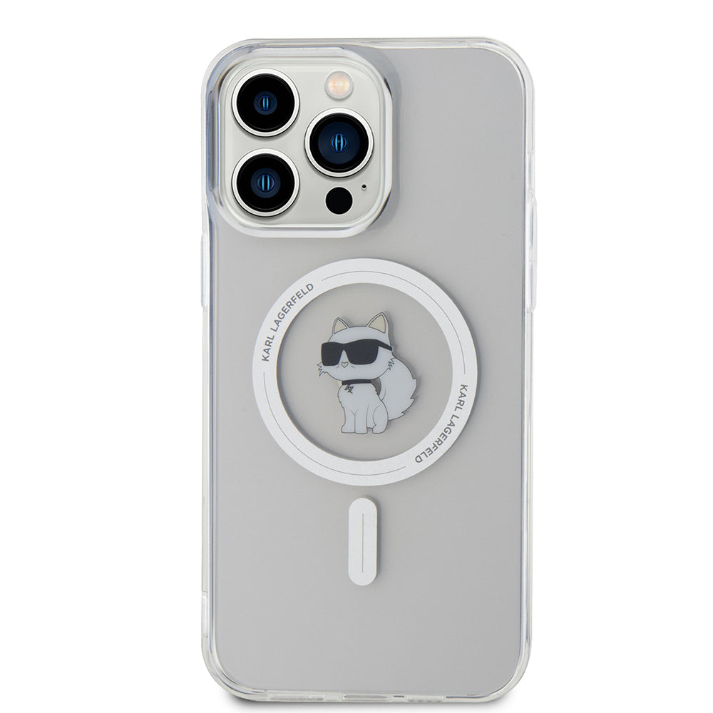 Étui MagSafe pour Apple iPhone 15 Pro Max, Karl Lagerfeld, IML Choupette, Transparent
