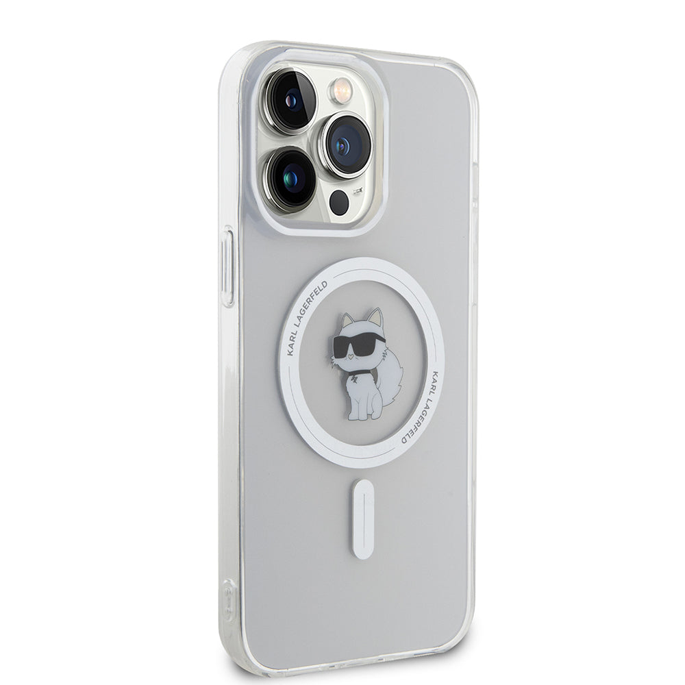 Étui MagSafe pour Apple iPhone 15 Pro Max, Karl Lagerfeld, IML Choupette, Transparent