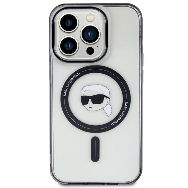 Coque MagSafe pour Apple iPhone 15 Pro Max, Karl Lagerfeld, IML Karl's Head, Transparente