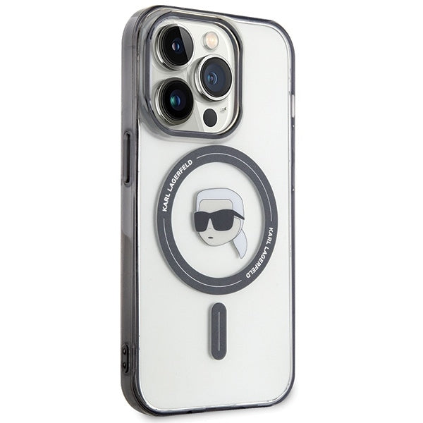 Coque MagSafe pour Apple iPhone 15 Pro Max, Karl Lagerfeld, IML Karl's Head, Transparente