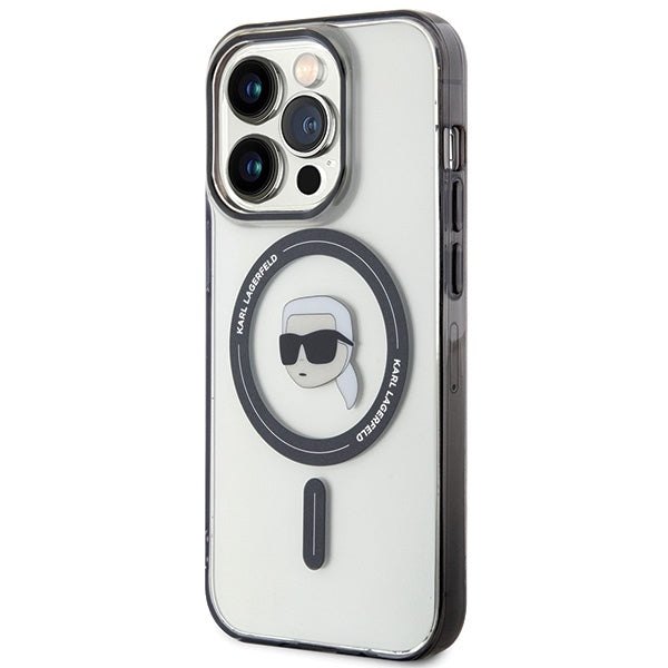 Coque MagSafe pour Apple iPhone 15 Pro Max, Karl Lagerfeld, IML Karl's Head, Transparente
