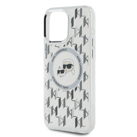 MagSafe hoesje voor Apple iPhone 15 Pro Max, Karl Lagerfeld, IML Monogram Karl & Choupette's Heads, Transparant