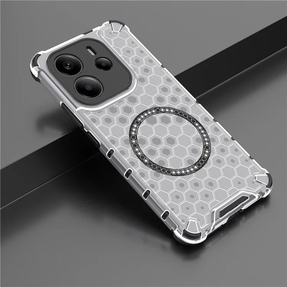 Coque MagSafe pour Apple iPhone 15 Pro Max, Techsuit, HoneyComb Shield, Blanche