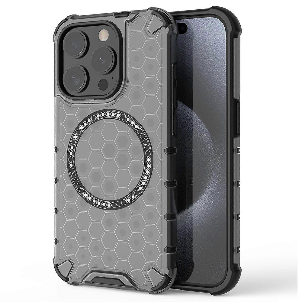 Coque MagSafe pour Apple iPhone 15 Pro Max, Techsuit, HoneyComb Shield, Noire