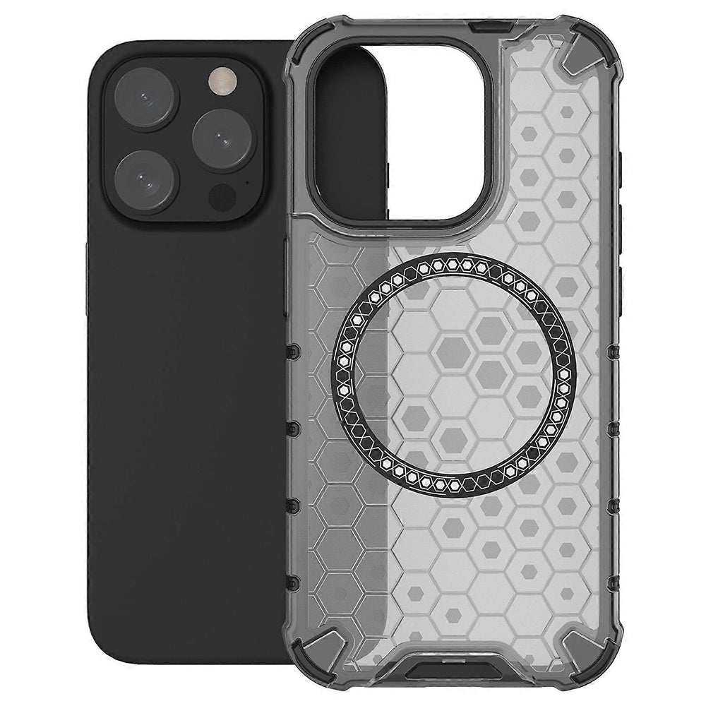 Coque MagSafe pour Apple iPhone 15 Pro Max, Techsuit, HoneyComb Shield, Noire
