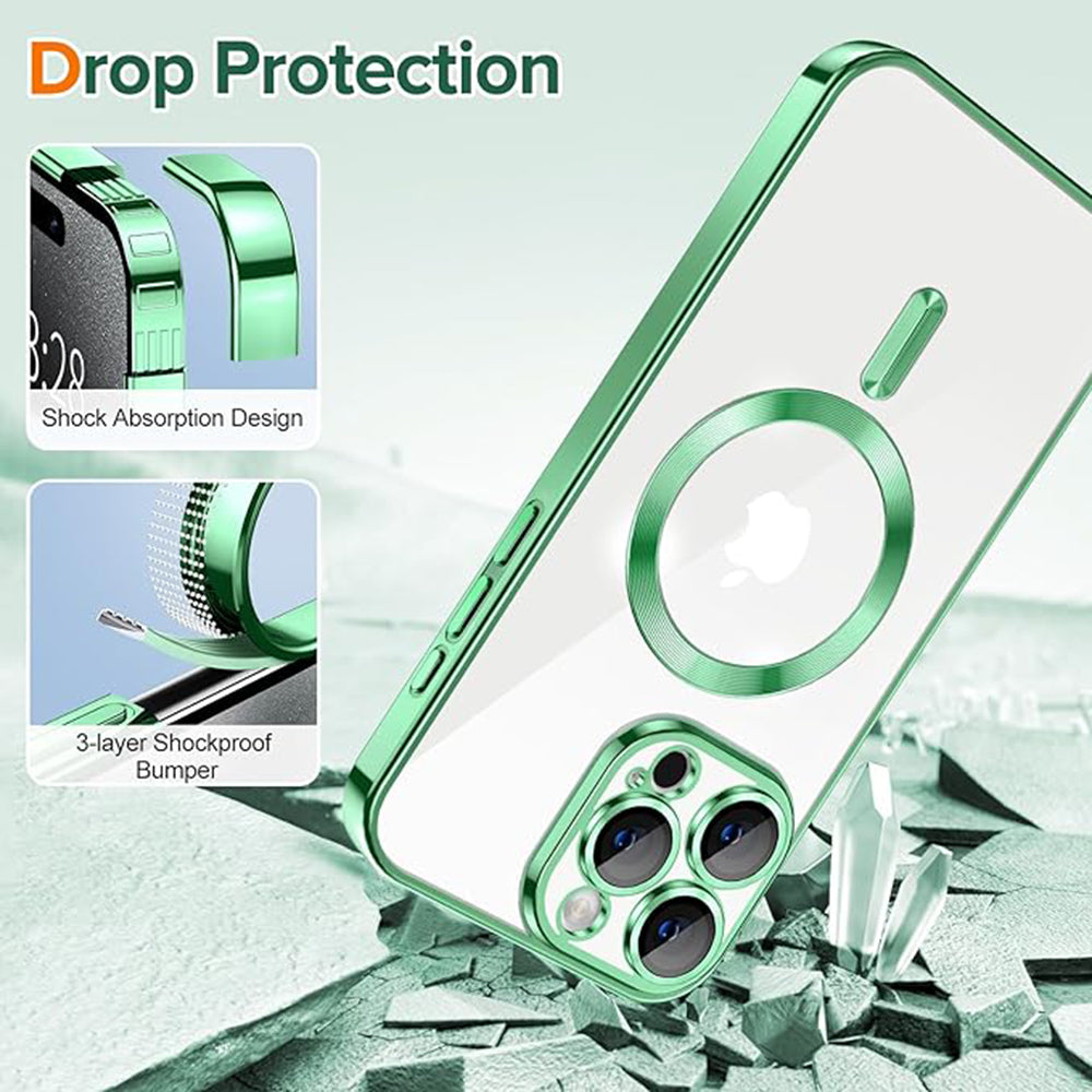Coque MagSafe pour Apple iPhone 15 Pro Max, Techsuit, Luxury Crystal, Vert Clair
