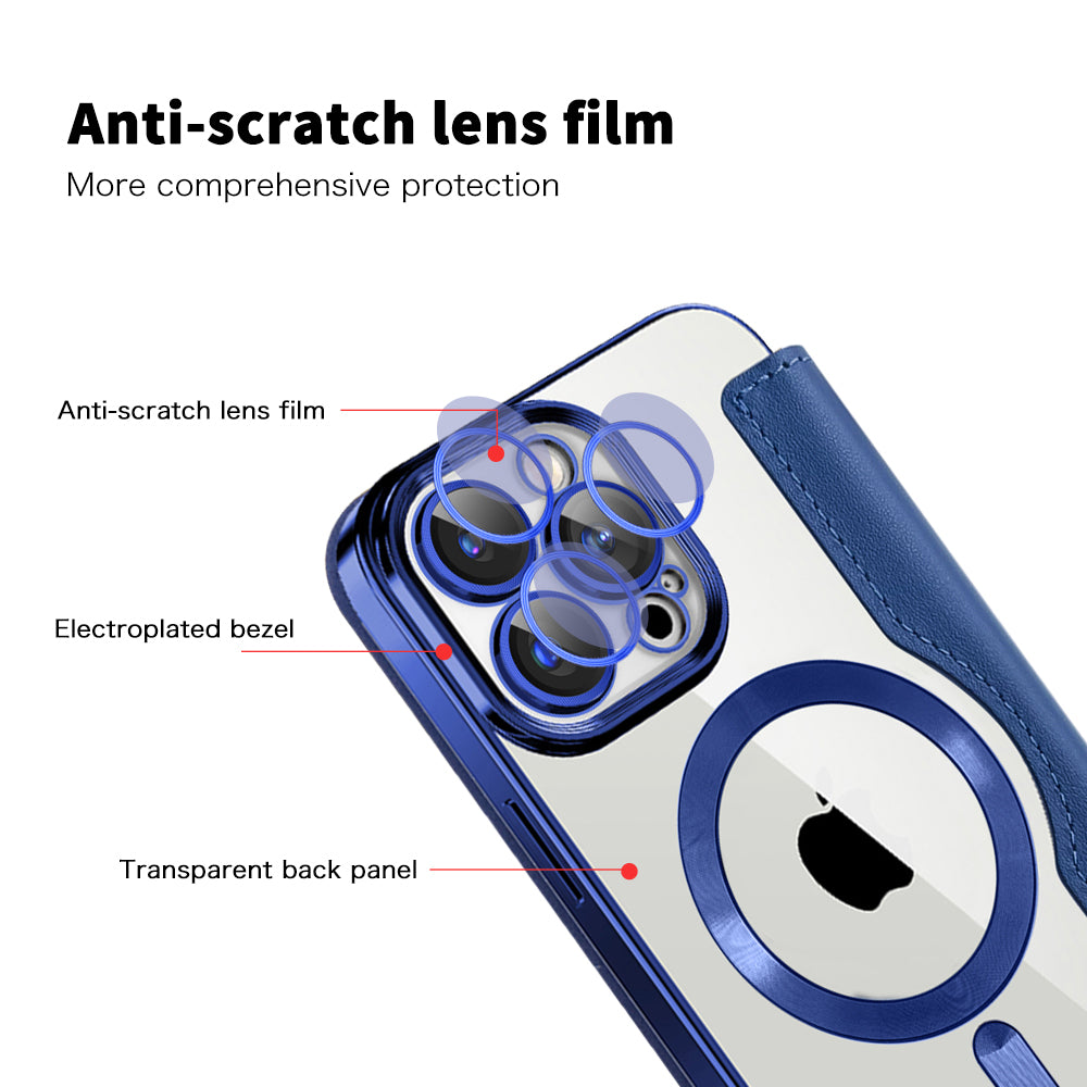 Coque MagSafe pour Apple iPhone 15 Pro Max, Techsuit, SmartMag Book, Bleue