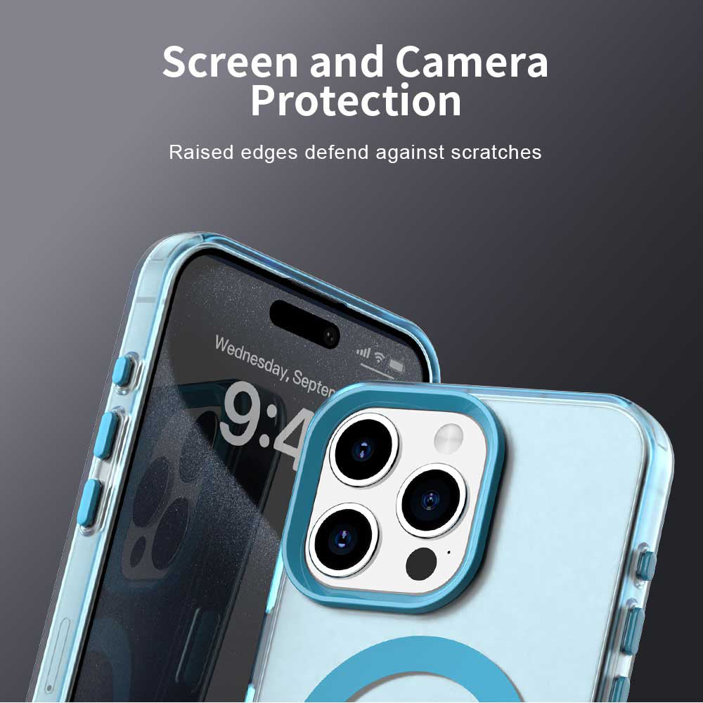 Coque MagSafe pour Apple iPhone 15 Pro, Techsuit, CandyCase, Bleue