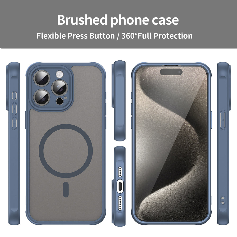Coque MagSafe pour Apple iPhone 15 Pro, Techsuit, HaloFrost II, Bleu marine