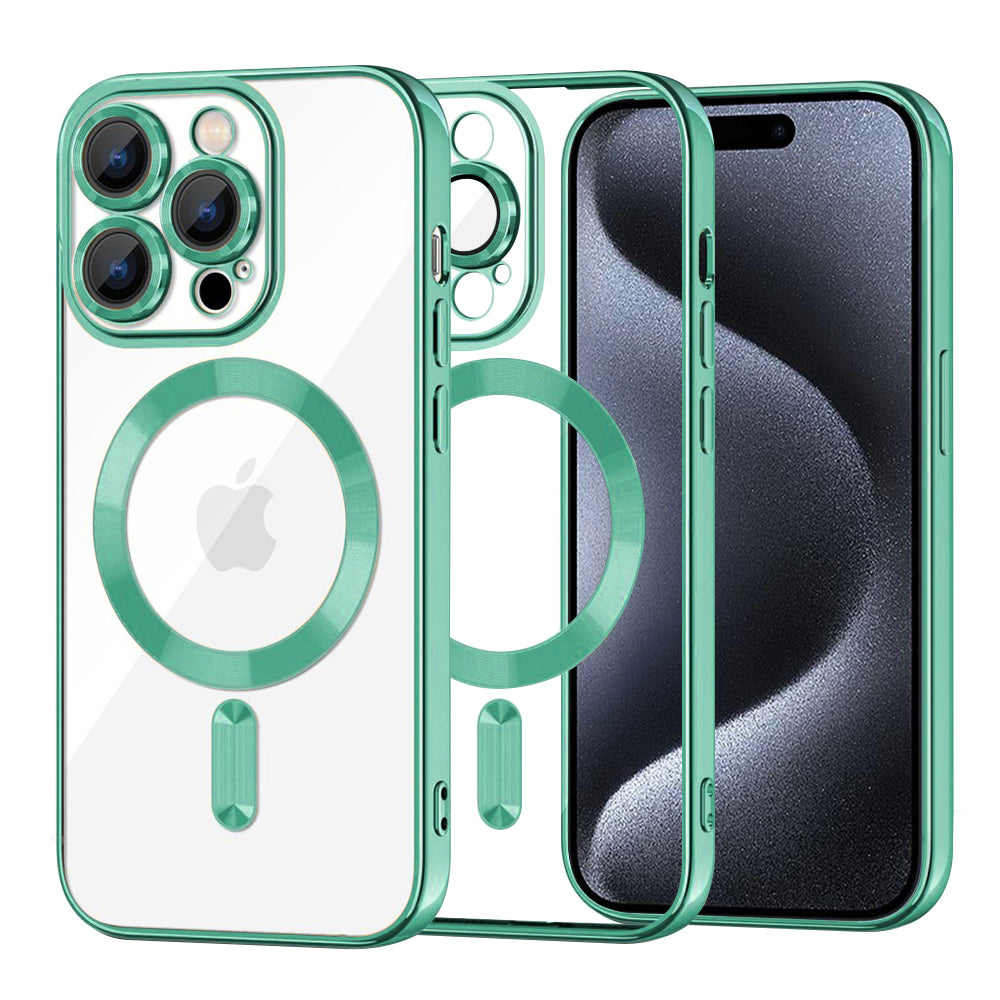Coque MagSafe pour Apple iPhone 15 Pro, Techsuit, Luxury Crystal, Vert Clair
