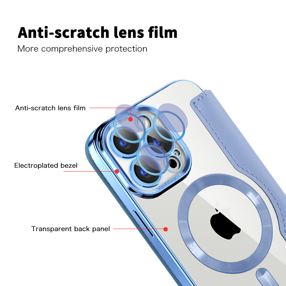 Coque MagSafe pour Apple iPhone 15 Pro, Techsuit, SmartMag Book, Bleu