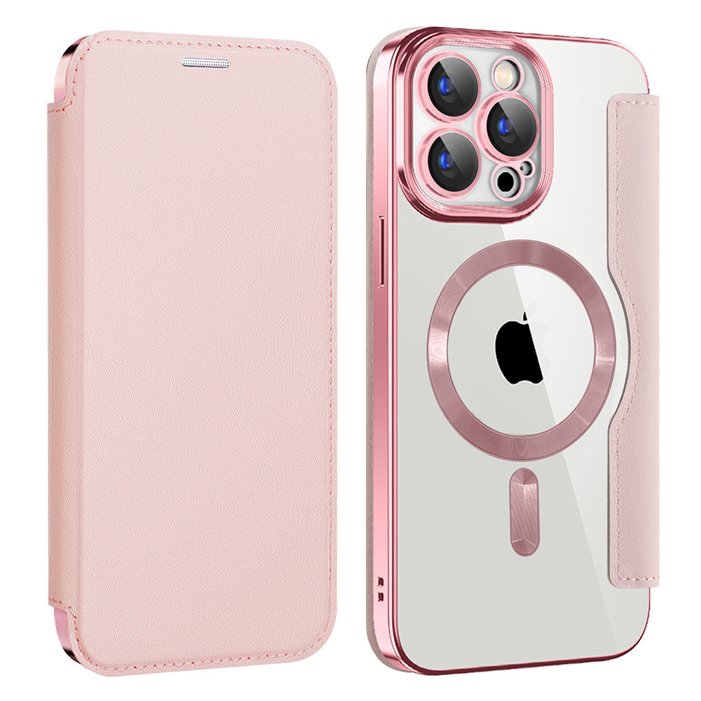 Coque MagSafe pour Apple iPhone 15 Pro, Techsuit, SmartMag Book, Rose