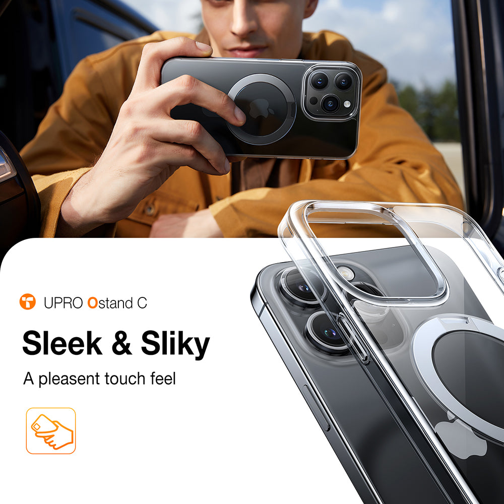 Coque MagSafe pour Apple iPhone 15 Pro, Torras, Ostand, Transparente