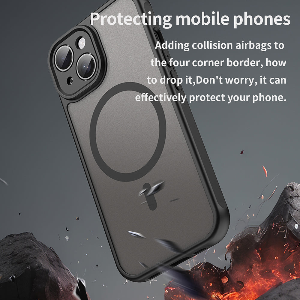 Coque MagSafe pour Apple iPhone 15, Techsuit, HaloFrost II, Noire