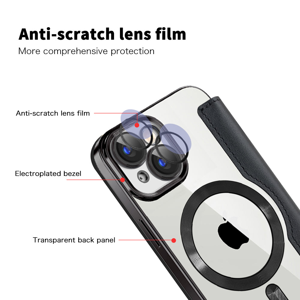 Coque MagSafe pour Apple iPhone 15, Techsuit, SmartMag Book, Noire