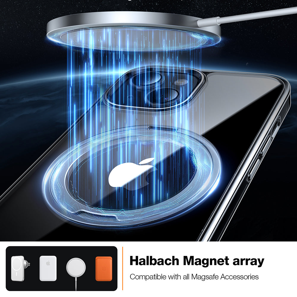Coque MagSafe pour Apple iPhone 15, Torras, Ostand Pro, Transparente