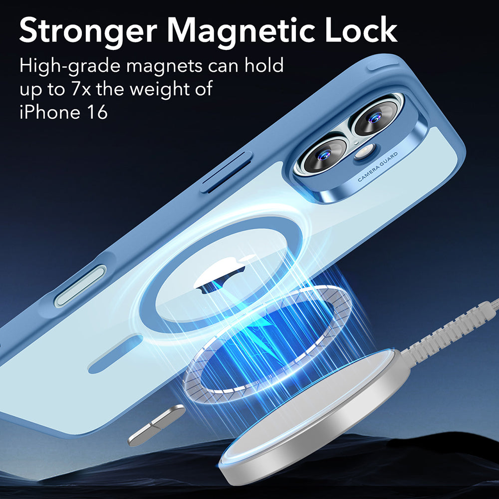 MagSafe hoesje voor Apple iPhone 16, ESR, Classic Hybrid, Transparant Blauw