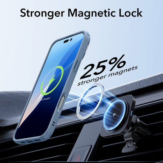 MagSafe hoesje voor Apple iPhone 16, ESR, Classic Hybrid Kickstand, Transparant Blauw