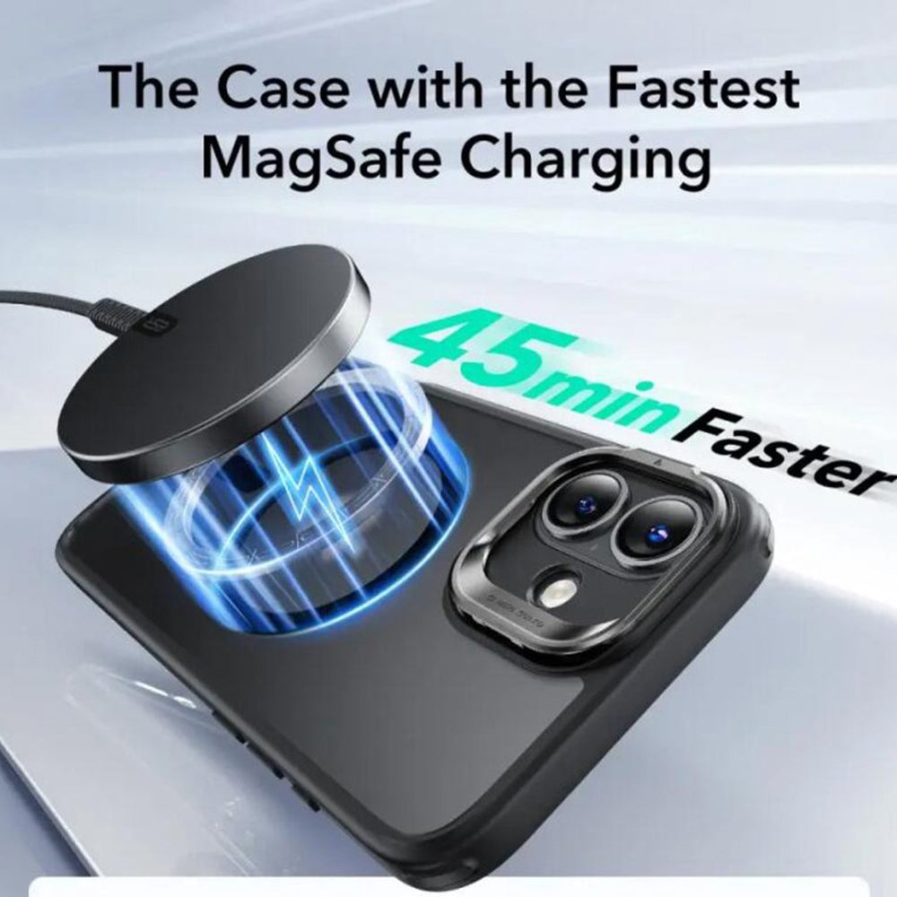 MagSafe hoes voor Apple iPhone 16, ESR, Classic Hybrid Kickstand Slide, Satijnzwart