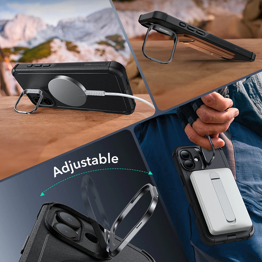 MagSafe hoes voor Apple iPhone 16, ESR, Cyber Armor Kickstand, Groen