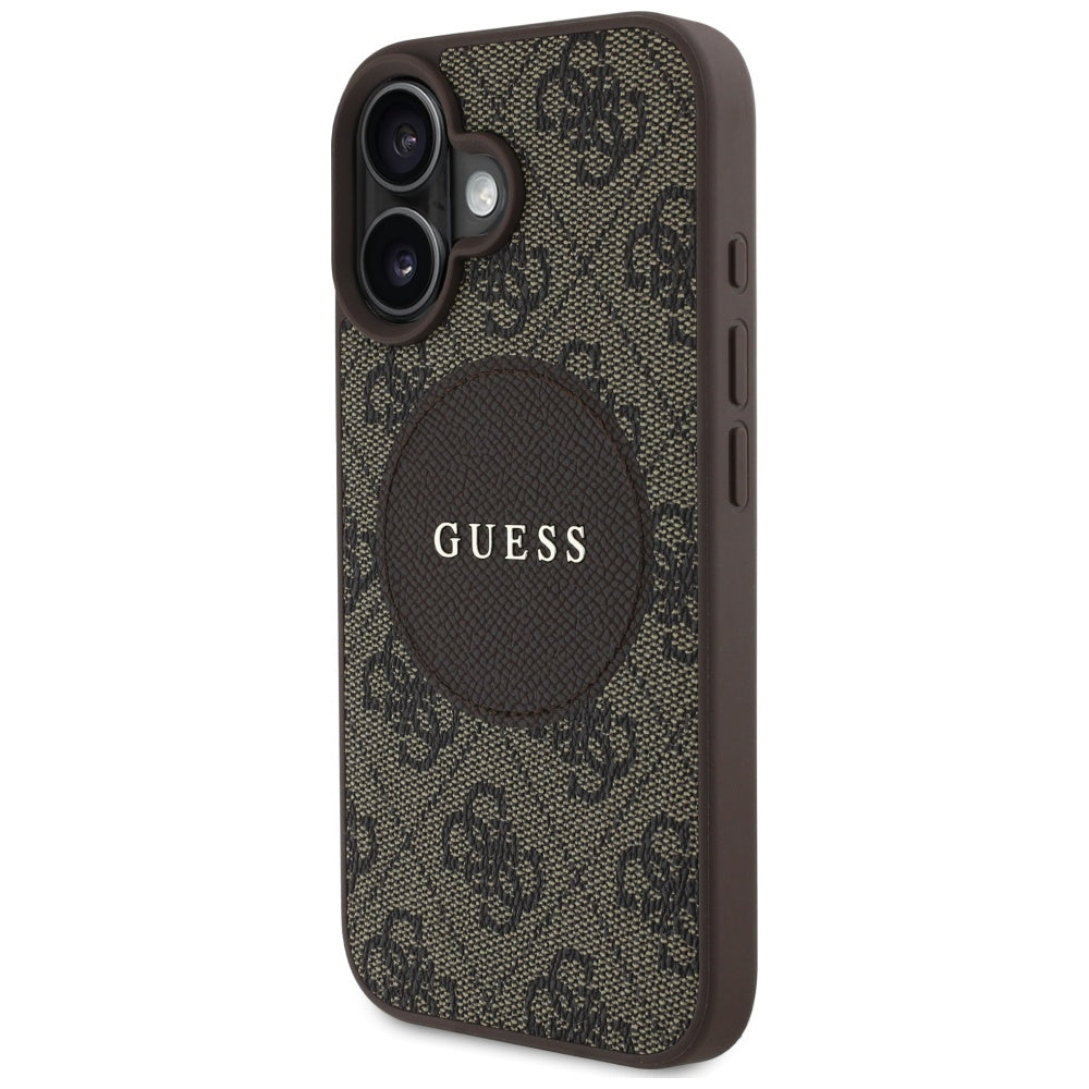 MagSafe hoesje voor Apple iPhone 16, Guess, 4G Circle Classic Logo, Bruin
