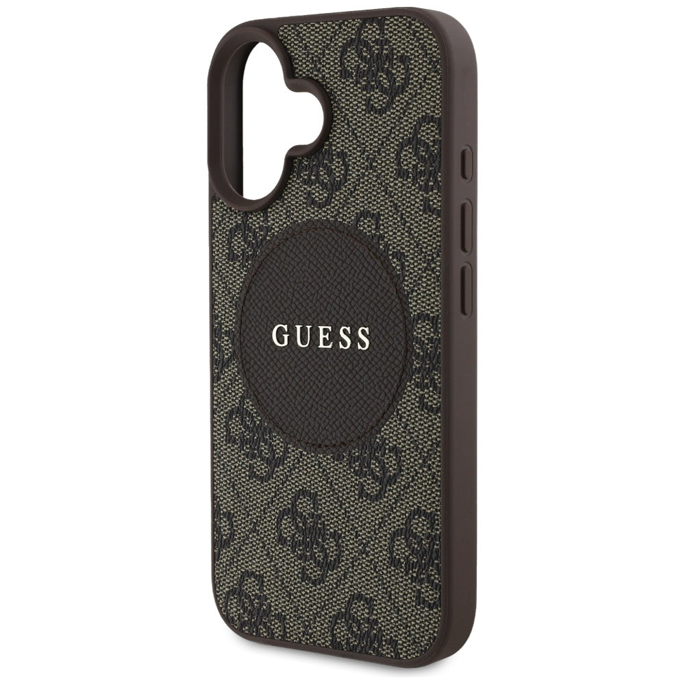MagSafe hoesje voor Apple iPhone 16, Guess, 4G Circle Classic Logo, Bruin
