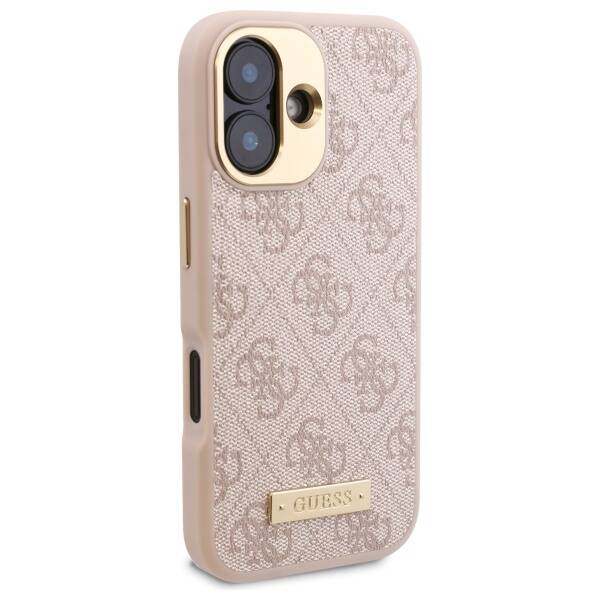 MagSafe hoesje voor Apple iPhone 16, Guess, 4G Logo Plate, Roze