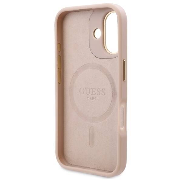 MagSafe hoesje voor Apple iPhone 16, Guess, 4G Logo Plate, Roze