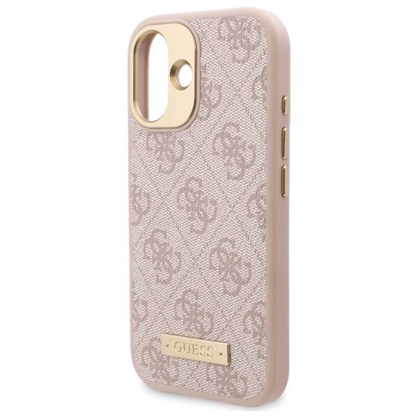 MagSafe hoesje voor Apple iPhone 16, Guess, 4G Logo Plate, Roze