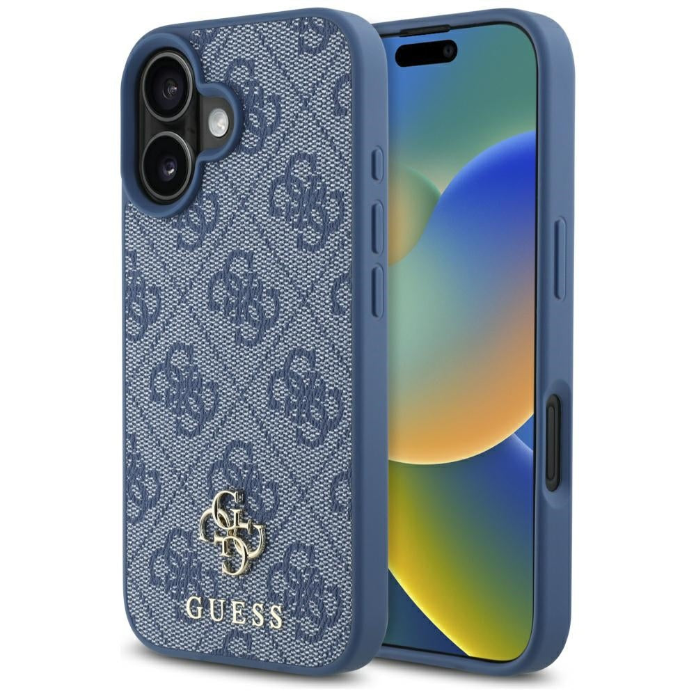 MagSafe hoesje voor Apple iPhone 16, Guess, 4G Small en Classic Logo, Blauw