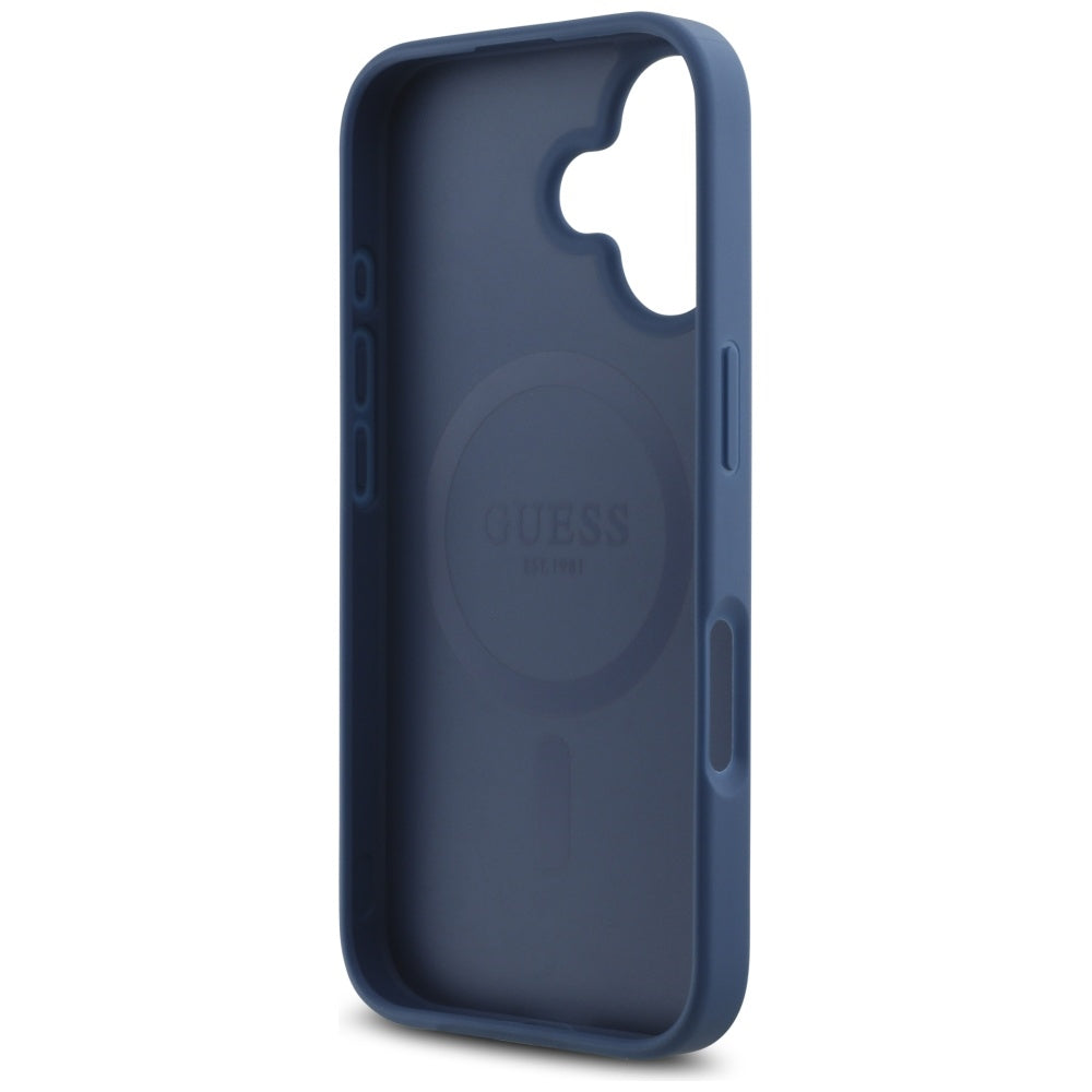 MagSafe hoesje voor Apple iPhone 16, Guess, 4G Small en Classic Logo, Blauw
